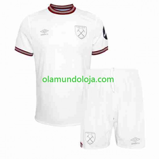Camisola West Ham United Criança Equipamento Segundo 2023-2024 Manga Curta